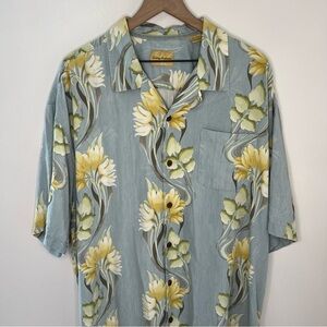Tommy Bahama 100% Silk Shirt Men's Size XXL Resort Spring Summer Blue Floral